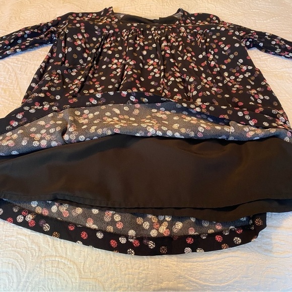 Garnet Hill Polka Dot V Neck 3/4 Length Sleeve Black Dress - Size 4 - Picture 9 of 13